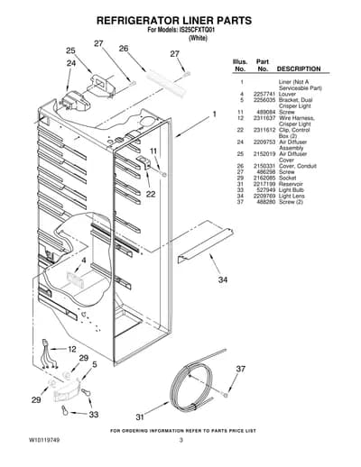 REFRIGERATOR LINER PARTS