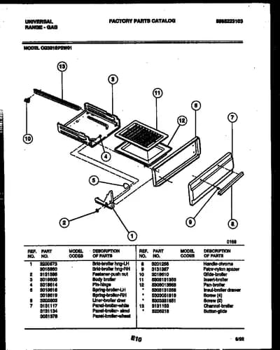 BROILER DRAWER PARTS