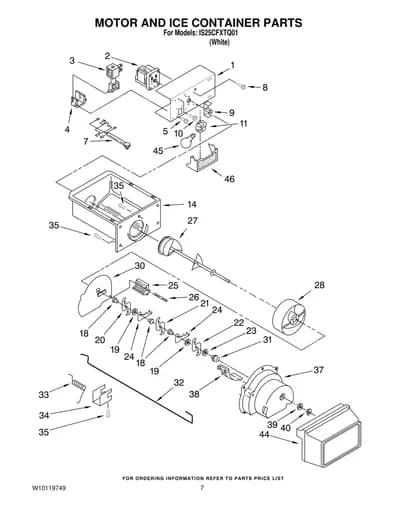 MOTOR AND ICE CONTAINER PARTS