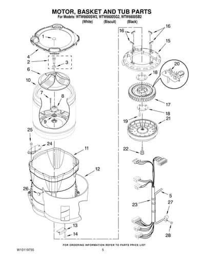 MOTOR, BASKET AND TUB PARTS