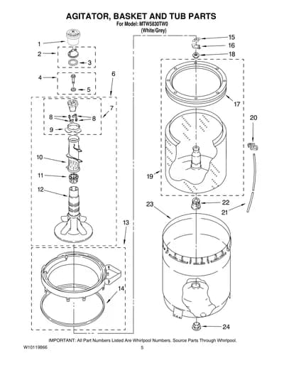 AGITATOR, BASKET AND TUB PARTS
