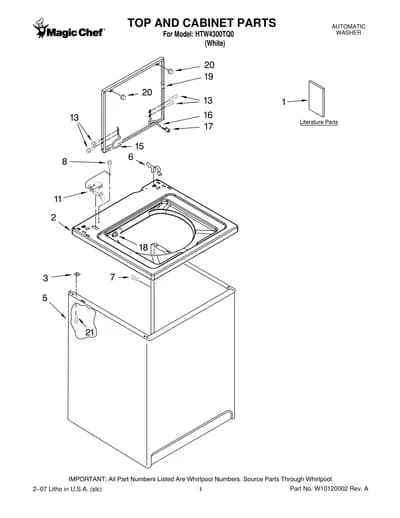 TOP AND CABINET PARTS