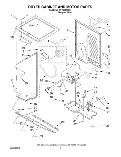DRYER CABINET AND MOTOR PARTS