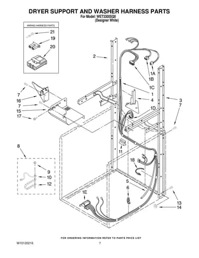 DRYER SUPPORT AND WASHER HARNESS PARTS