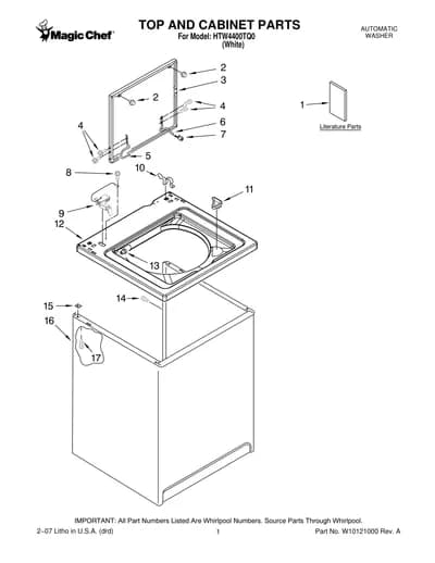 TOP AND CABINET PARTS