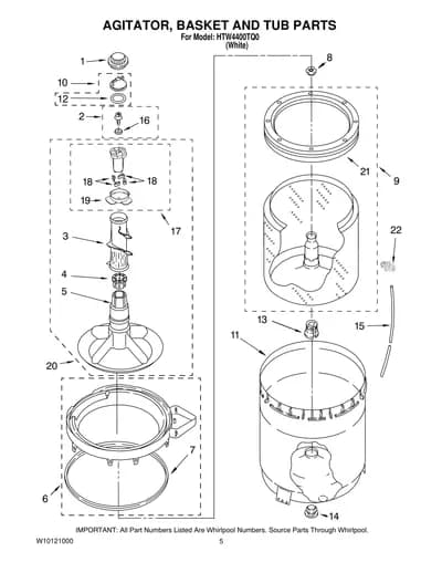 AGITATOR, BASKET AND TUB PARTS
