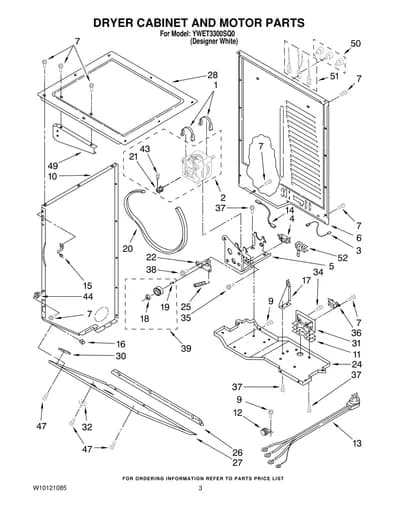 DRYER CABINET AND MOTOR PARTS