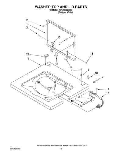 WASHER TOP AND LID PARTS