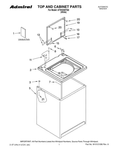 TOP AND CABINET PARTS