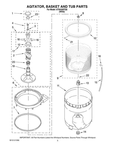 AGITATOR, BASKET AND TUB PARTS