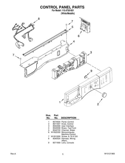 CONTROL PANEL PARTS