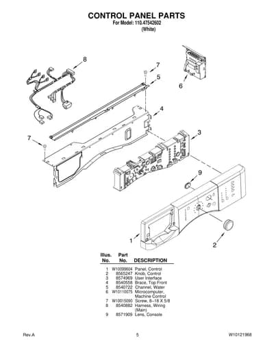 CONTROL PANEL PARTS