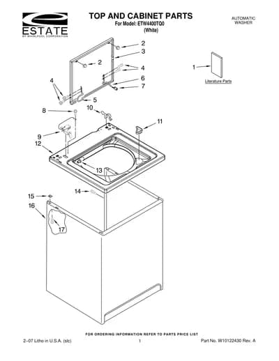 TOP AND CABINET PARTS