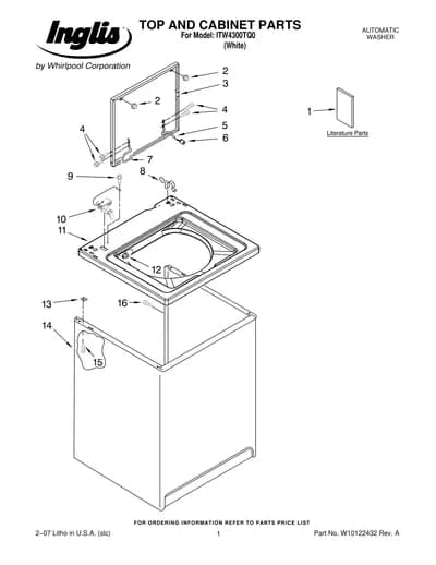 TOP AND CABINET PARTS