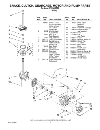 BRAKE, CLUTCH, GEARCASE, MOTOR AND PUMP PARTS