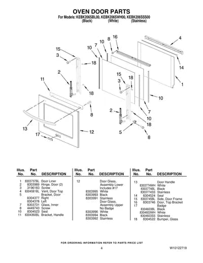 OVEN DOOR PARTS