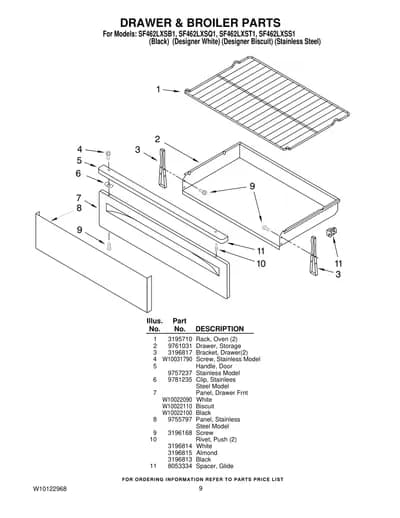 DRAWER & BROILER PARTS