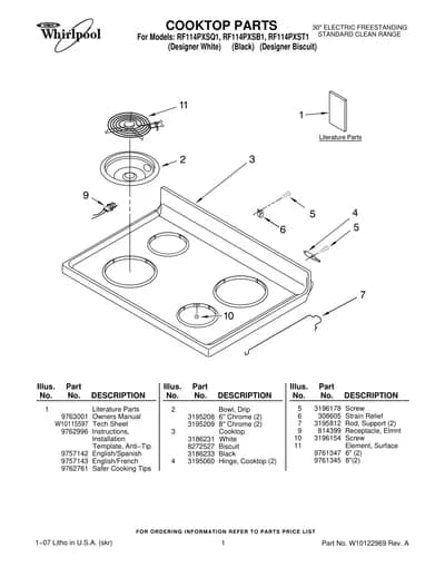 COOKTOP PARTS