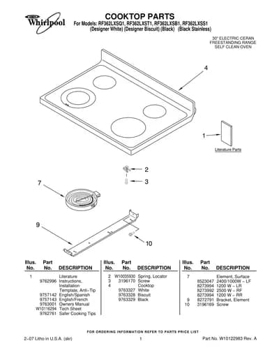 COOKTOP PARTS