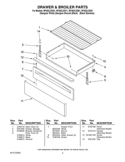DRAWER & BROILER PARTS