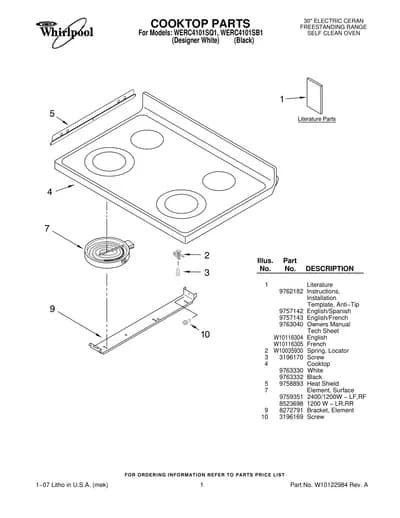 COOKTOP PARTS