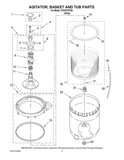 AGITATOR, BASKET AND TUB PARTS