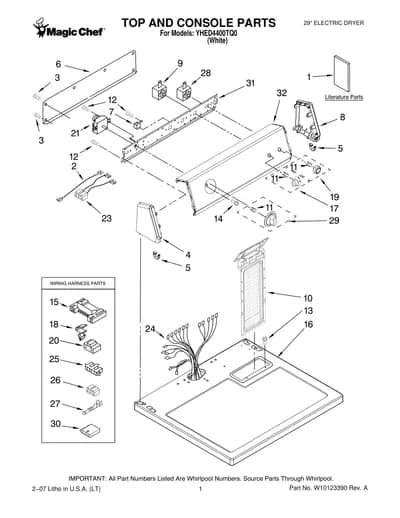 TOP AND CONSOLE PARTS