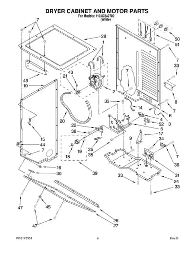 DRYER CABINET AND MOTOR PARTS