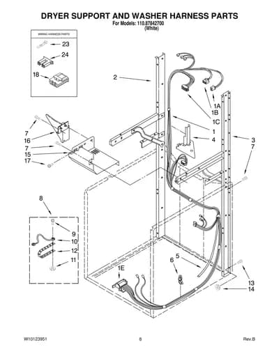 DRYER SUPPORT AND WASHER HARNESS PARTS