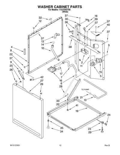 WASHER CABINET PARTS