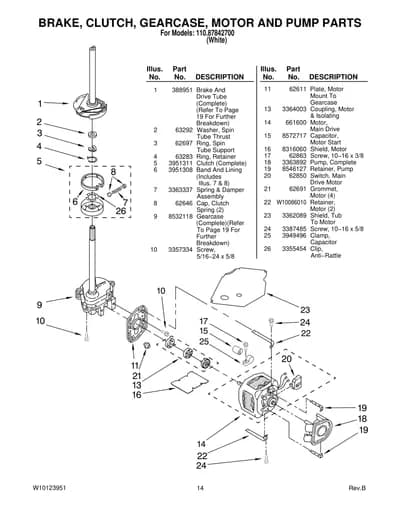 BRAKE, CLUTCH, GEARCASE, MOTOR AND PUMP PARTS