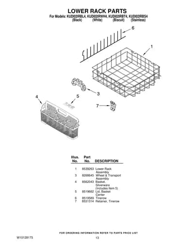LOWER RACK PARTS