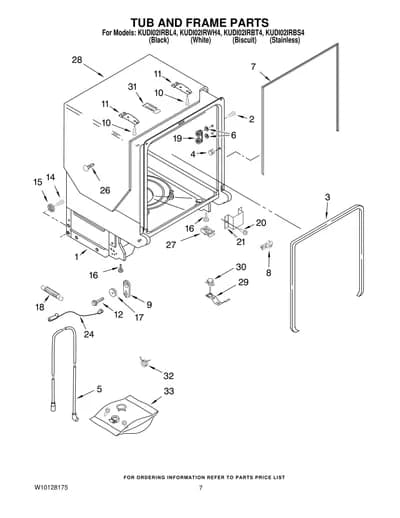 TUB AND FRAME PARTS