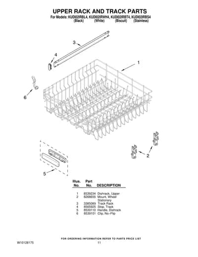 UPPER RACK AND TRACK PARTS