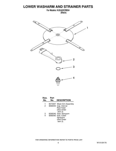 LOWER WASHARM AND STRAINER PARTS
