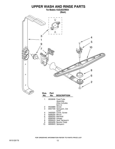 UPPER WASH AND RINSE PARTS