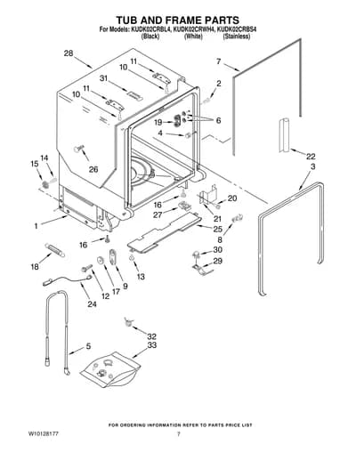 TUB AND FRAME PARTS