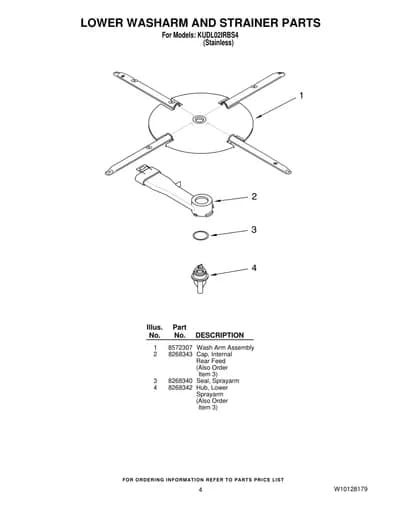 LOWER WASHARM AND STRAINER PARTS