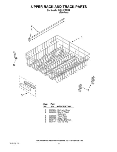 UPPER RACK AND TRACK PARTS