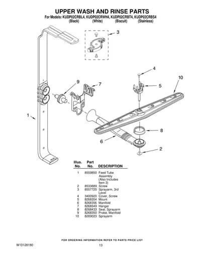 UPPER WASH AND RINSE PARTS