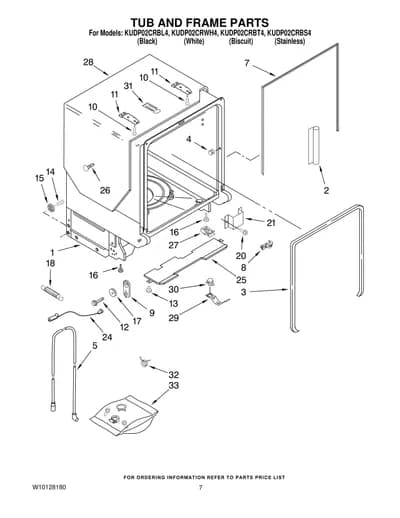 TUB AND FRAME PARTS