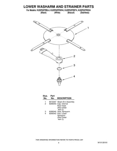 LOWER WASHARM AND STRAINER PARTS