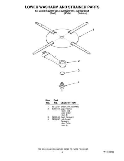 LOWER WASHARM AND STRAINER PARTS