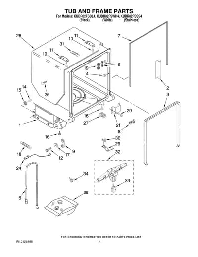 TUB AND FRAME PARTS