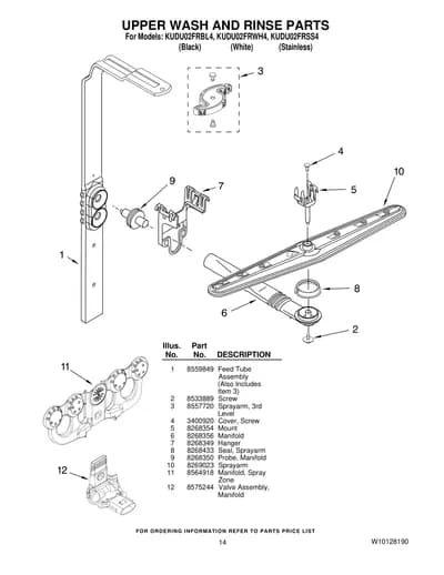 UPPER WASH AND RINSE PARTS