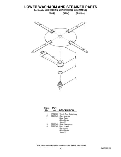 LOWER WASHARM AND STRAINER PARTS