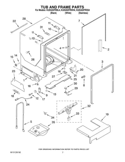 TUB AND FRAME PARTS