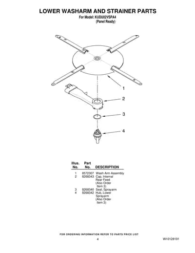 LOWER WASHARM AND STRAINER PARTS
