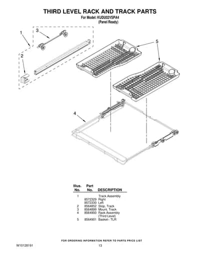 THIRD LEVEL RACK AND TRACK PARTS