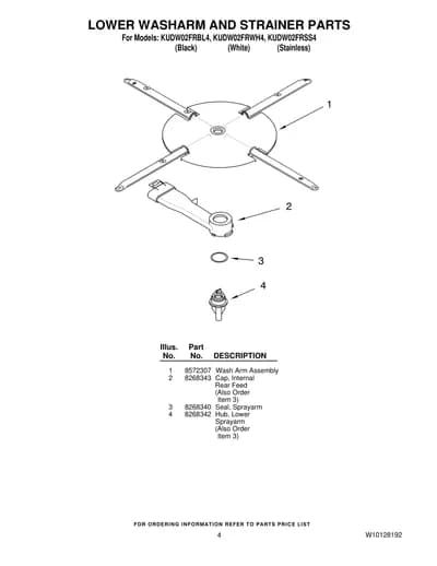 LOWER WASHARM AND STRAINER PARTS